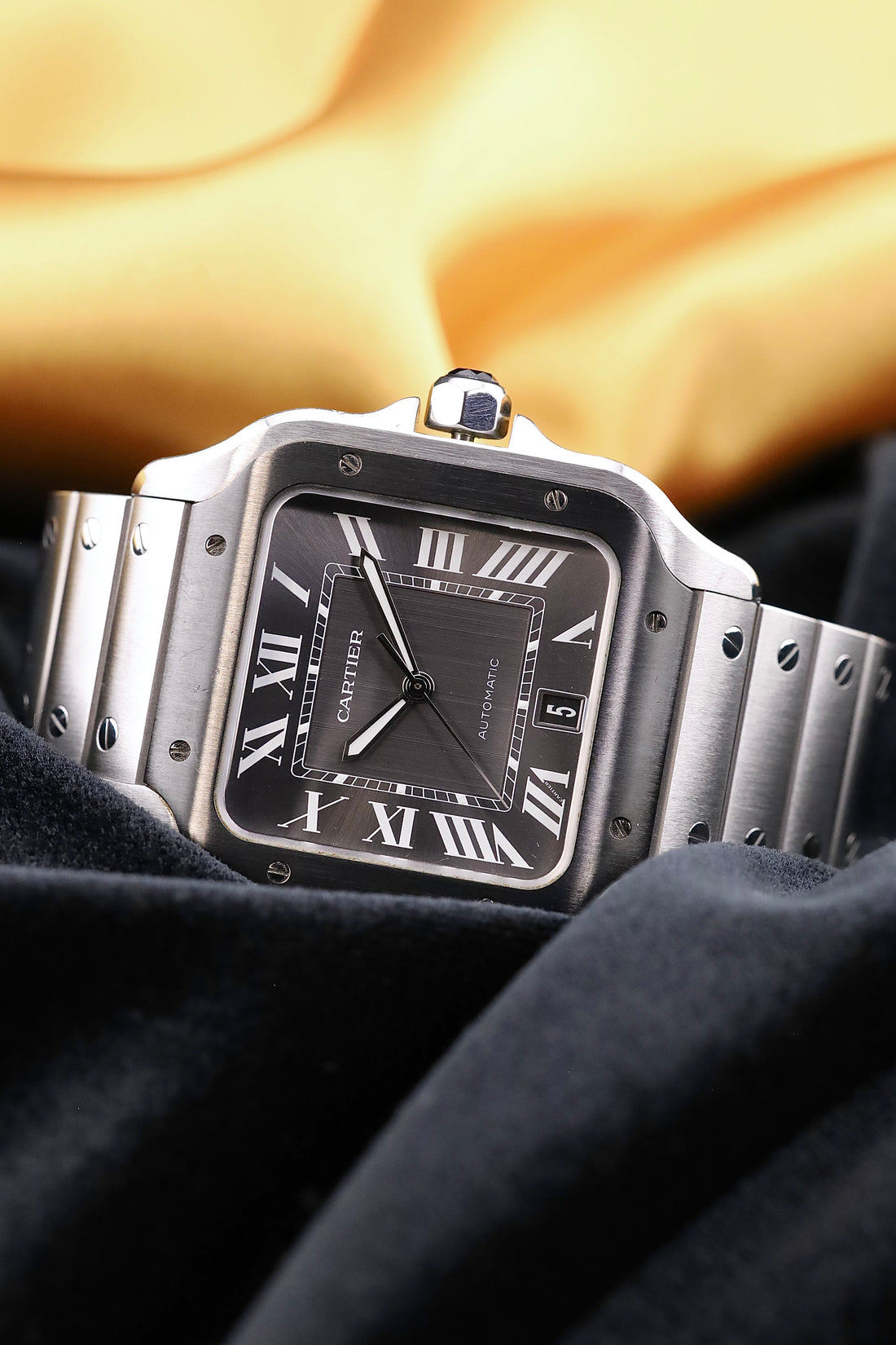 Cartier Santos de Cartier Watch - 39.8 mm Steel Case - Gray Dial - Bracelet - Second Strap - WSSA0037 - 2021