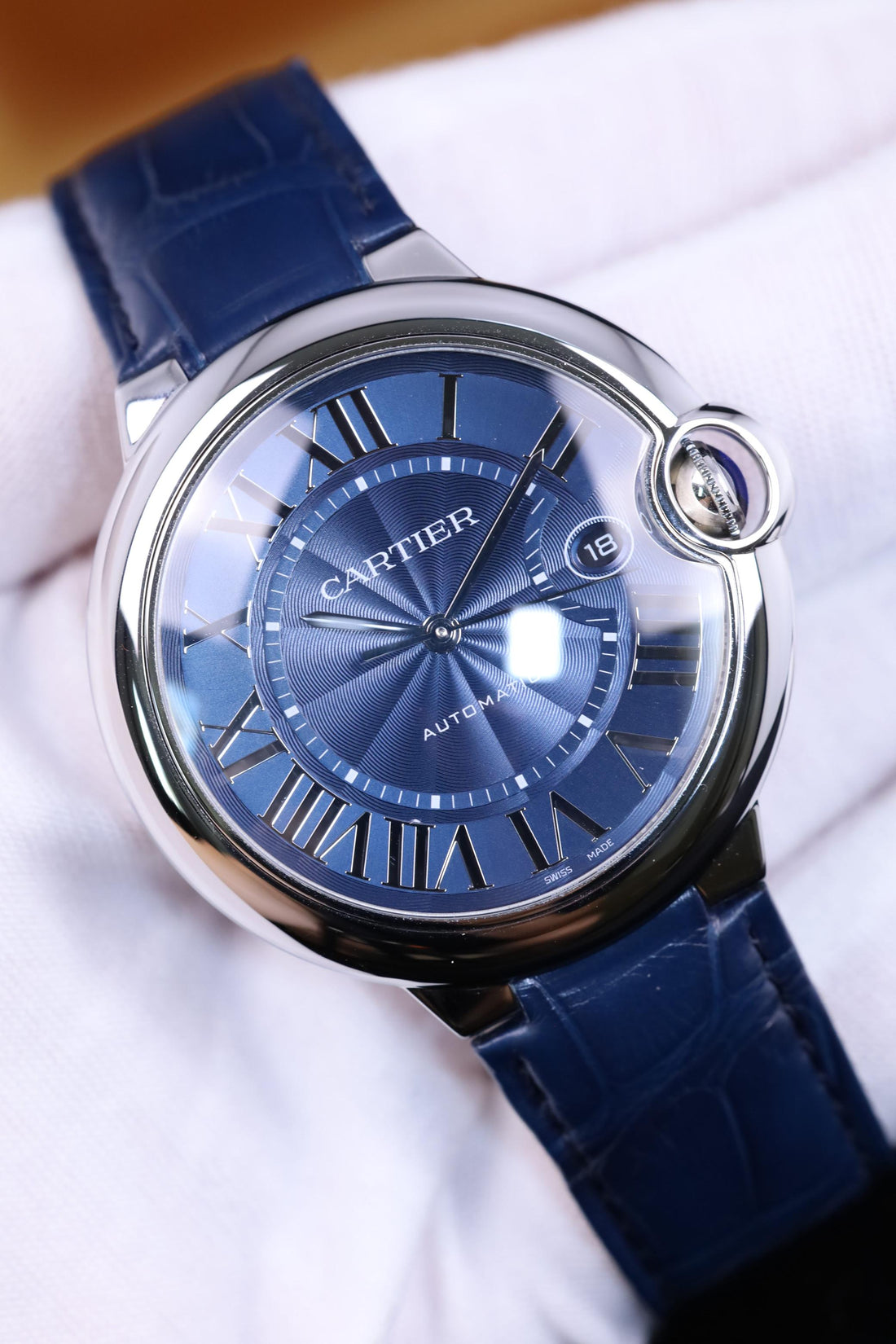 Cartier Ballon Bleu de Cartier Watch - 42 mm Steel Case - Blue Dial - Blue Leather Strap - WSBB0027 - 2024 - Mint Pre-Owned