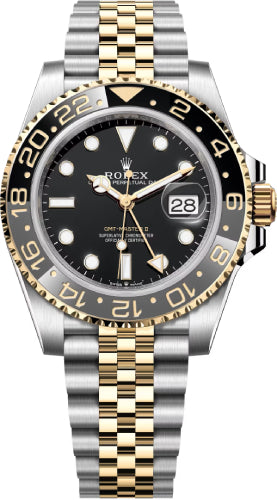 ROLEX GMT-Master II Black Dial Steel 18kt Yellow Gold Men's Watch - 126713GRNR - 2025 - Mint Pre-owned