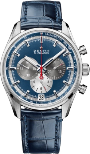 Zenith El Primero Chronomaster 42 Stainless Steel / Blue / Alligator - 03.2040.400