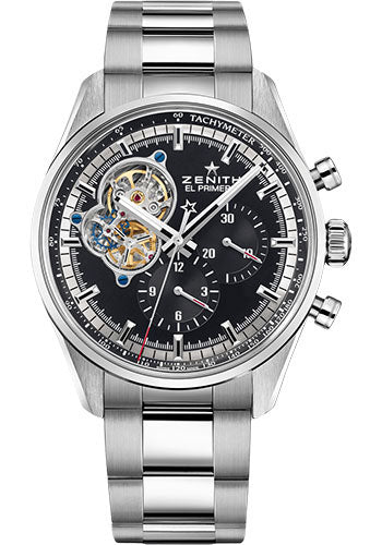 Zenith Chronomaster El Primero Open Watch - Steel - Black Dial - Stainless Steel Bracelet - 03.2040.4061/21.M2040