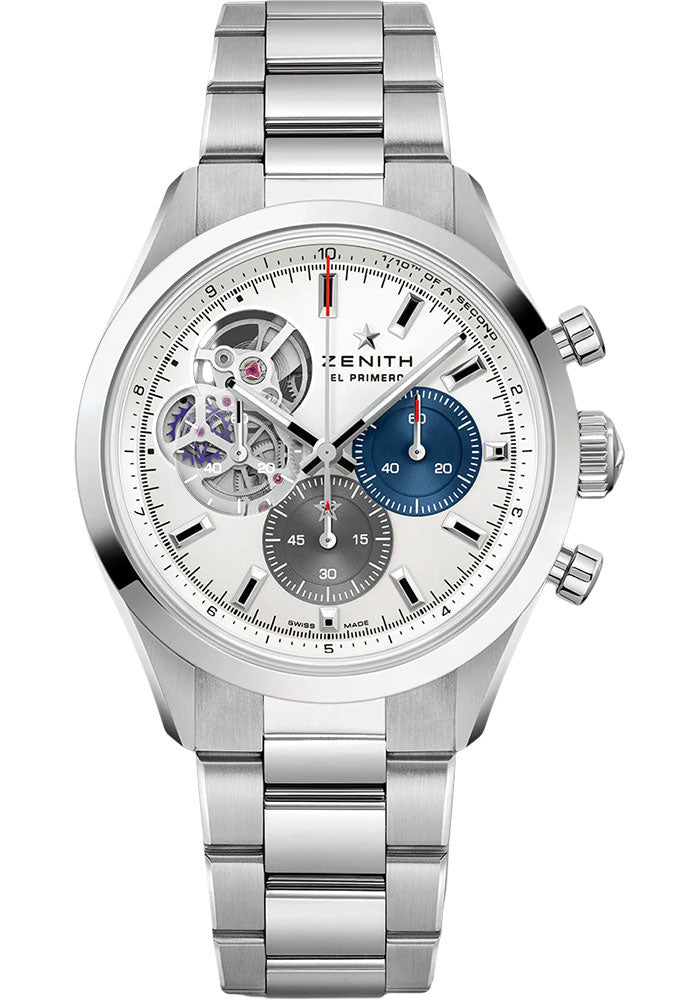 Zenith Chronomaster Open Watch - 39.5 mm Steel Case - Silver Matte Dial - An Integrated Steel Bracelet - 03.3300.3604/69.M3300