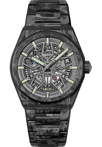 Zenith Defy Classic Watch - Carbon - Black Openworked Dial - Metal Bracelet - 10.9001.670/80.M9000