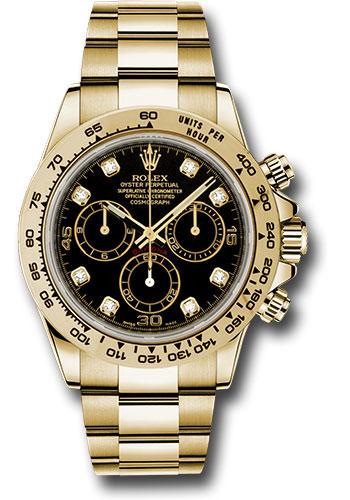 Rolex Yellow Gold Cosmograph Daytona 40 Watch - Black Diamond Dial - 116508 bkd