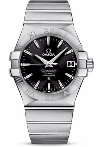 Omega Gents Constellation Chronometer Watch - 35 mm Brushed Steel Case - Black Dial - 123.10.35.20.01.001