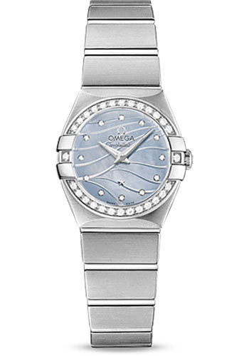 Omega Constellation Quartz Watch - 24 mm Steel Case - Diamond-Set Steel Bezel - Blue Mother-Of-Pearl Diamond Dial - 123.15.24.60.57.001