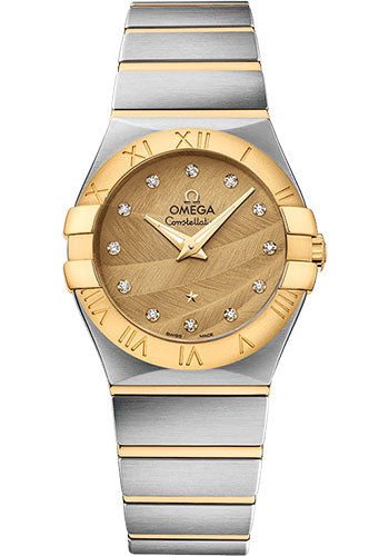 Omega Constellation Quartz Watch - 27 mm Steel And Yellow Gold Case - Sandy Champagne Dial - 123.20.27.60.58.003