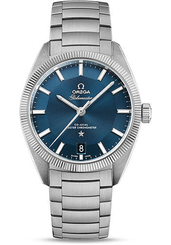 Omega Constellation Globemaster Co-Axial Master Chronometer Watch - 39 mm Steel Case - Fluted Bezel - Blue Dial - 130.30.39.21.03.001