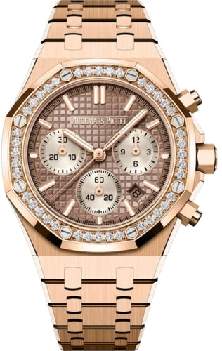 Audemars Piguet Royal Oak 26450OR.ZZ.1356OR.01-B Chronograph Rose Gold Sand Gold-Toned Dial Diamond Bezel (2026)