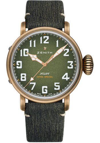 Zenith Pilot Type 20 Adventure Watch - Bronze - Khaki Green Grained Dial - Khaki Green Matrix Calfskin Strap - 29.2430.679/63.I001