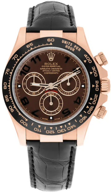 Rolex Everose Gold Cosmograph Daytona 40 Watch - Chocolate Arabic Dial - Black Leather Strap - 116515LN - 2012