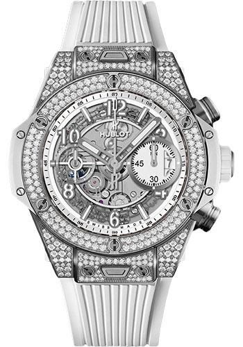 Hublot Big Bang Unico Titanium White Pave 42mm Watch - 42 mm - White Skeleton Dial-441.NE.2010.RW.1704