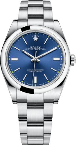 Rolex Oyster Perpetual 39 Blue Index Dial Watch - 114300 - 2017