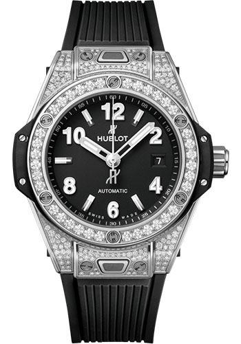 Hublot Big Bang One Click Steel Pave Watch - 33 mm - Black Dial - Black Rubber Strap-485.SX.1170.RX.1604