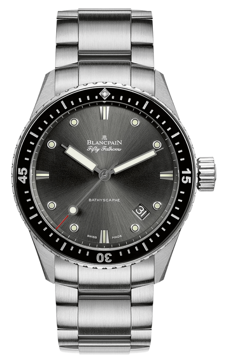 Blancpain Fifty Fathoms Bathyscaphe 43mm Satin-Brushed Steel Men's Watch - 5000 1110 71S