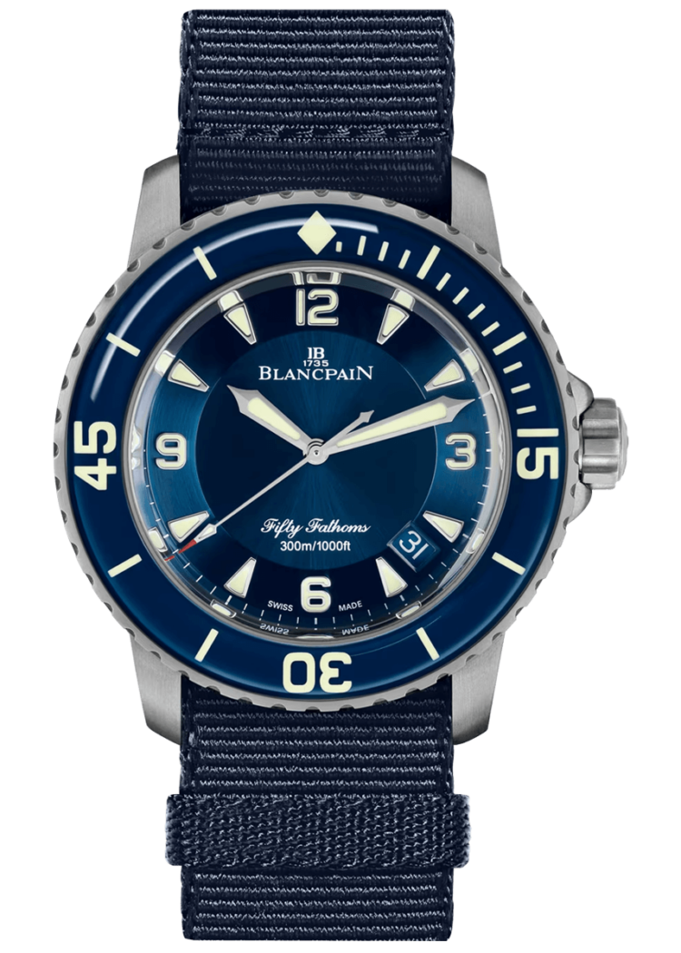 Blancpain Fifty Fathoms Automatique Titanium Blue NATO Men's Watch - 5015 12B40 NAOA