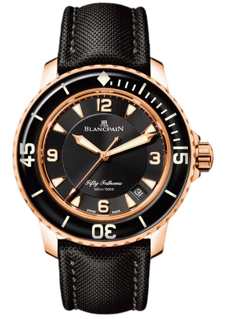 Blancpain Fifty Fathoms Automatique Red Gold Black Canvas Men's Watch - 5015 3630 52A