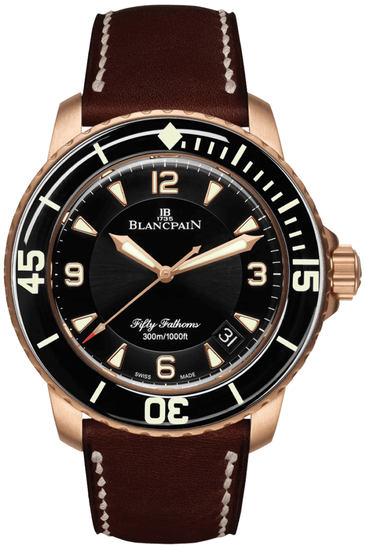 Blancpain Fifty Fathoms Automatique Red Gold Barennia Leather Men's Watch - 5015A 3630 63B