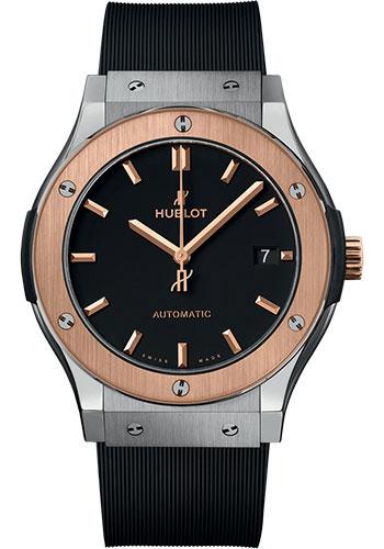 Hublot Classic Fusion Titanium King Gold Watch - 45 mm - Black Dial - Black Lined Rubber Strap-511.NO.1181.RX