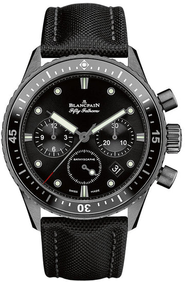 Blancpain Fifty Fathoms Bathyscaphe Chronographe Flyback Ceramic Black Canvas Men's Watch - 5200 0130 B52A