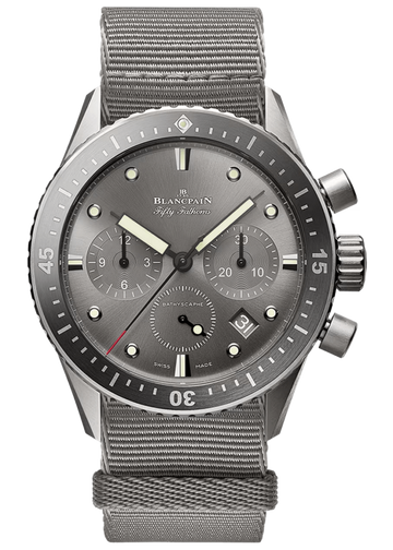 Blancpain Fifty Fathoms Bathyscaphe Chronographe Flyback Titanium Grey NATO Men's Watch - 5200 1210 NAGA