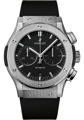 Hublot Classic Fusion Chronograph Titanium Watch - 45 mm - Black Dial - Black Lined Rubber Strap-521.NX.1171.RX