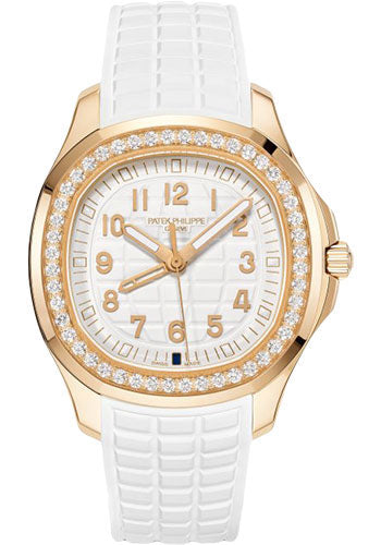 Patek Philippe Aquanaut Quartz - 38.8 mm Rose Gold Case - Diamond Bezel - White Dial - White Composite Strap - 5269/200R-001