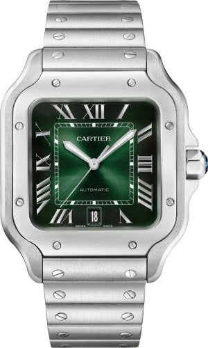 Cartier Santos de Cartier Watch Large Steel Green Dial - WSSA0062 - 2025 - Mint Pre-owned