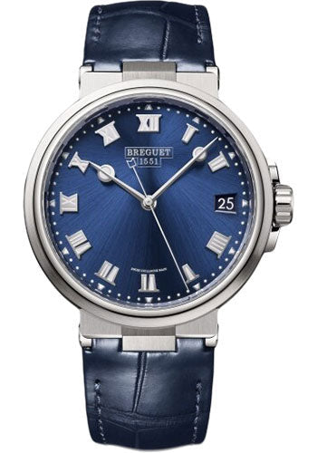 Breguet Marine 5517 - Titanium Case - Blue Dial - Blue Leather Strap - 5517TI/Y1/9ZU