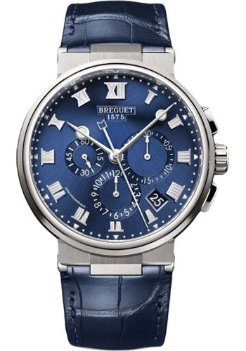 Breguet Marine Chronographe 5527 - Titanium Case - Blue Dial - Blue Leather Strap - 5527TI/Y1/9WV