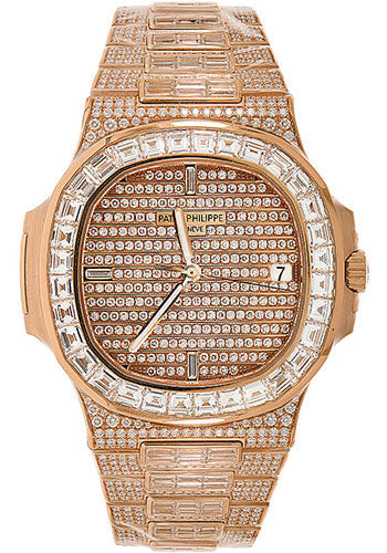 Patek Philippe Nautilus - 40mm Rose Gold Diamond Paved Case - Diamond Paved Dial - Diamond Paved Bracelet - 5719/10R-010