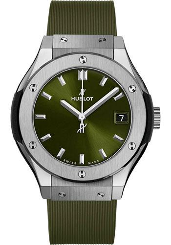 Hublot Classic Fusion Titanium Green Watch - 33 mm - Green Dial - Green Lined Rubber Strap-581.NX.8970.RX