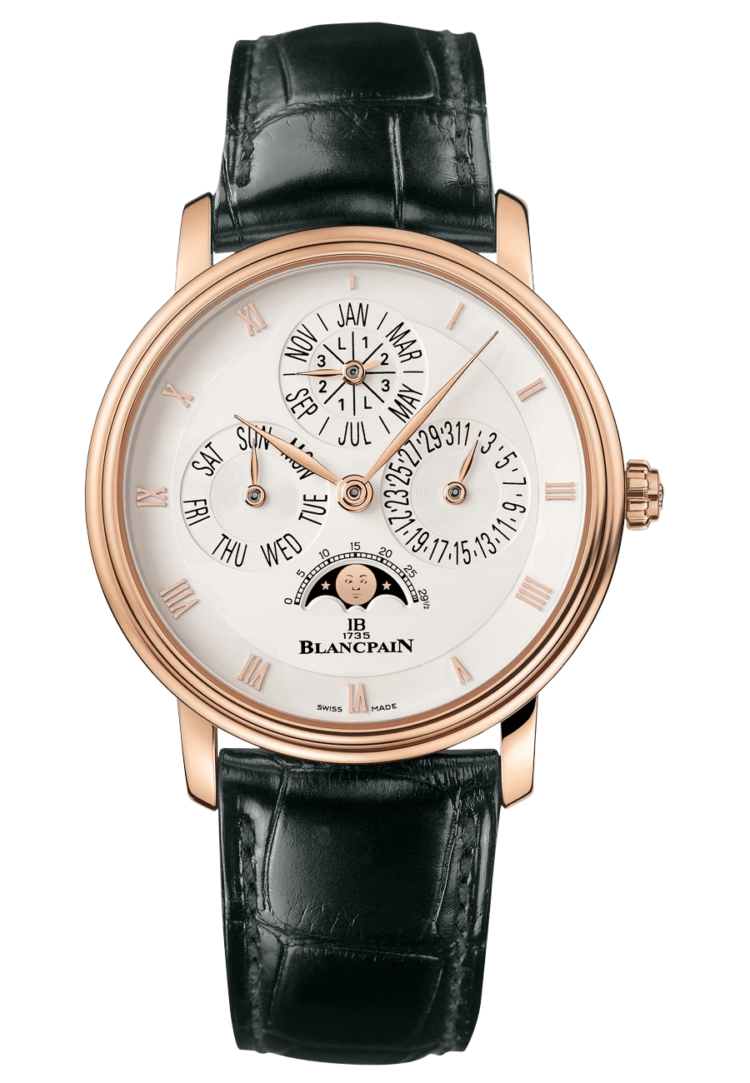 Blancpain Villeret Quantieme Perpetuel Red Gold Black Alligator Men's Watch - 6057 3642 55A