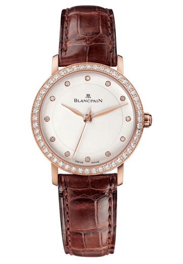 Blancpain Villeret Ultraplate Red Gold Diamond Brown Alligator Ladies Watch - 6102 2987 55A