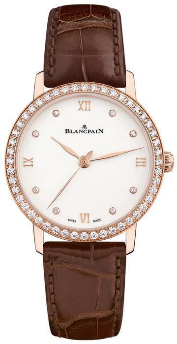 Blancpain Villeret Ultraplate Red Gold Diamond Brown Alligator Ladies Watch - 6104 2987 55A