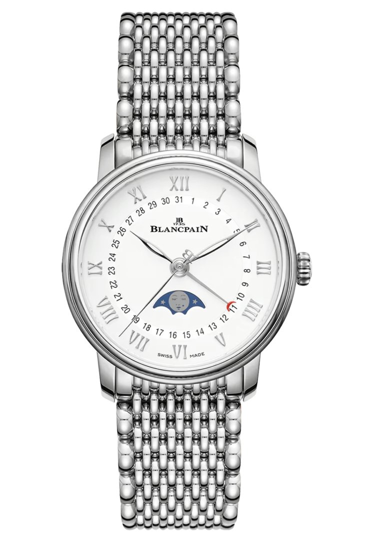 Blancpain Villeret Quantieme Phase de Lune Mille Mailles Steel Ladies Watch - 6126 1127 MMB