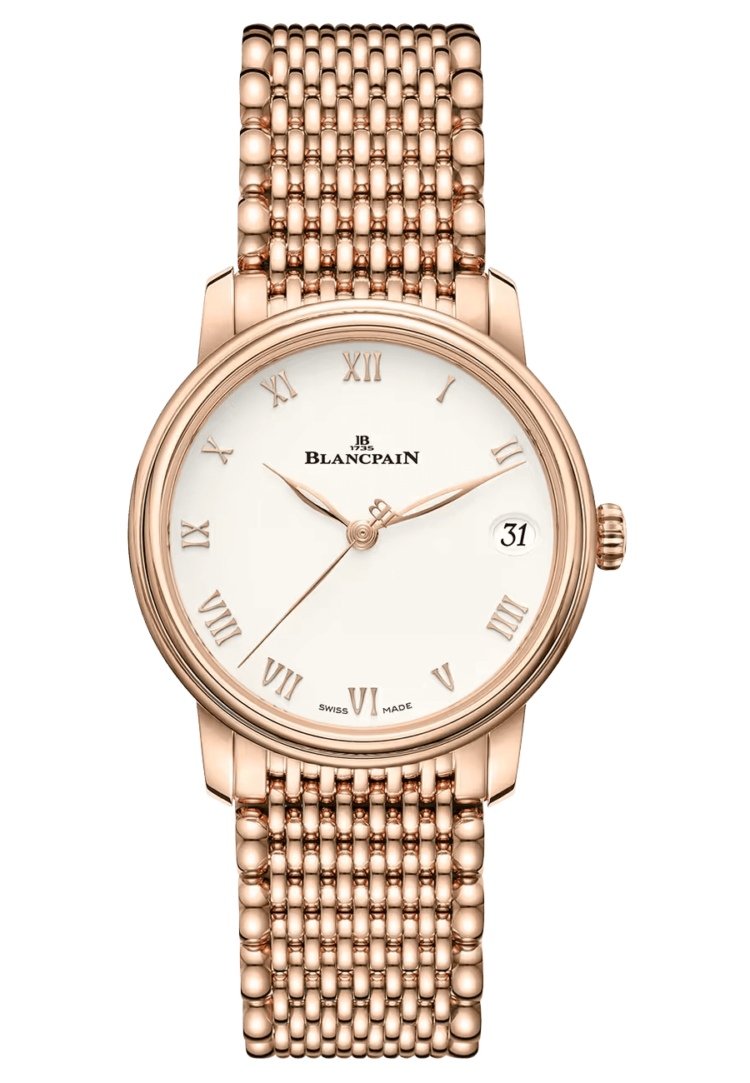 Blancpain Villeret Women Date Red Gold Mille Mailles Ultra-Slim Ladies Watch - 6127 3642 MMB