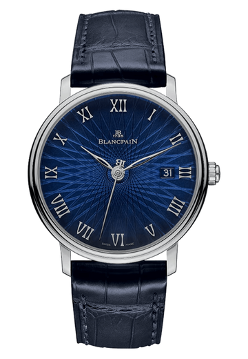 Blancpain Villeret Ultraplate Date White Gold Blue Alligator Men's Watch - 6223C 1529 55A