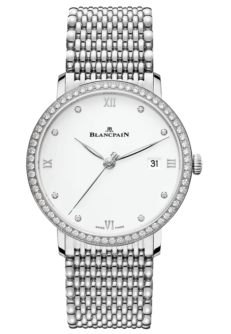 Blancpain Villeret Ultraplate Date Steel Diamond Ultra-Slim Men's Watch - 6224 4628 MMB