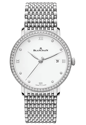 Blancpain Villeret Ultraplate Date Steel Diamond Ultra-Slim Men's Watch - 6224 4628 MMB