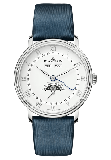 Blancpain Villeret Quantieme Complet Steel Blue Satin Ladies Watch - 6264 1127 95A