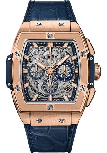 Hublot Spirit of Big Bang King Gold Blue Watch - 42 mm - Sapphire Dial - Blue Rubber and Leather Strap-641.OX.7180.LR