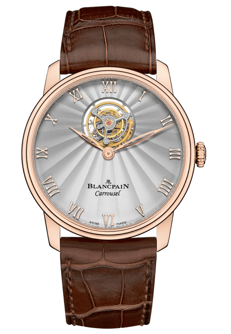 Blancpain Villeret Carrousel Volant Une Minute Red Gold Alligator Men's Watch - 66228 3642 55B