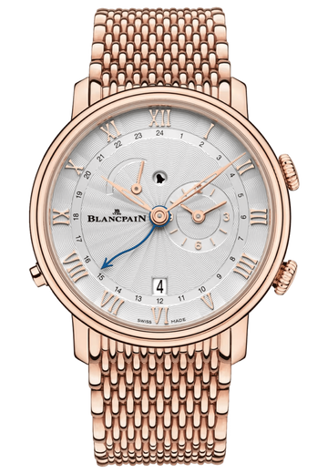 Blancpain Villeret Reveil GMT Red Gold Mille Mailles Men's Watch - 6640 3642 MMB