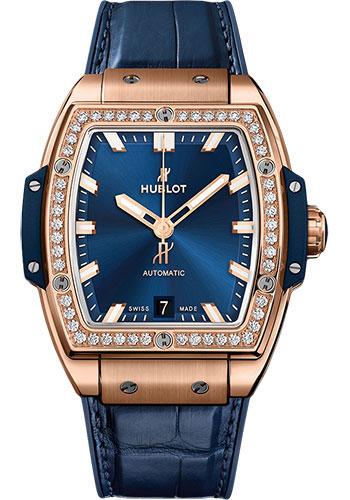 Hublot Spirit Of Big Bang King Gold Blue Diamonds Watch - 39 mm - Blue Dial-665.OX.7180.LR.1204