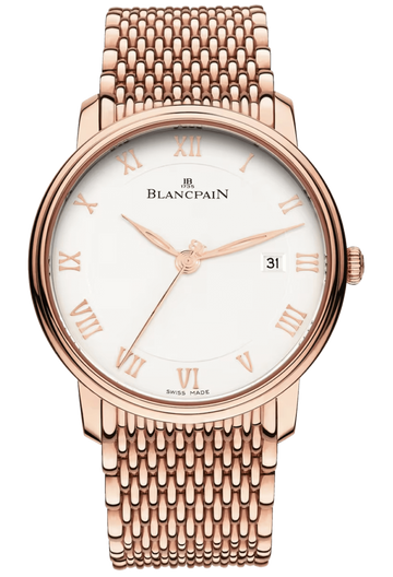 Blancpain Villeret Ultraplate Date 40mm Opaline Red Gold Men's Watch - 6651 3642 MMB