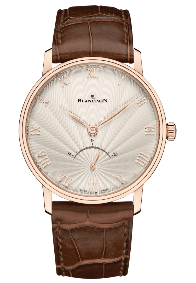 Blancpain Villeret Ultraplate Retrograde Opaline Red Gold Alligator Men's Watch - 6653 3642 55A