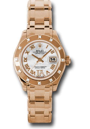 Rolex Pink Gold Lady-Datejust Pearlmaster 29 Watch - 12 Diamond Bezel - Mother-Of-Pearl Diamond Roman Vi Roman Dial - 80315 mrd