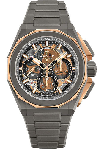 Zenith Defy Extreme Watch - Microblasted Ti And Rose Gold - Tinted Sapphire Dial - Metal Bracelet - 87.9100.9004/03.I001