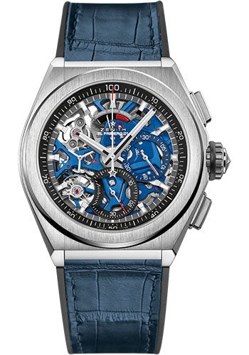 Zenith Defy El Primero 21 Watch - Titanium - Openworked Dial - Black Rubber and Alligator Strap - 95.9002.9004/78.R584